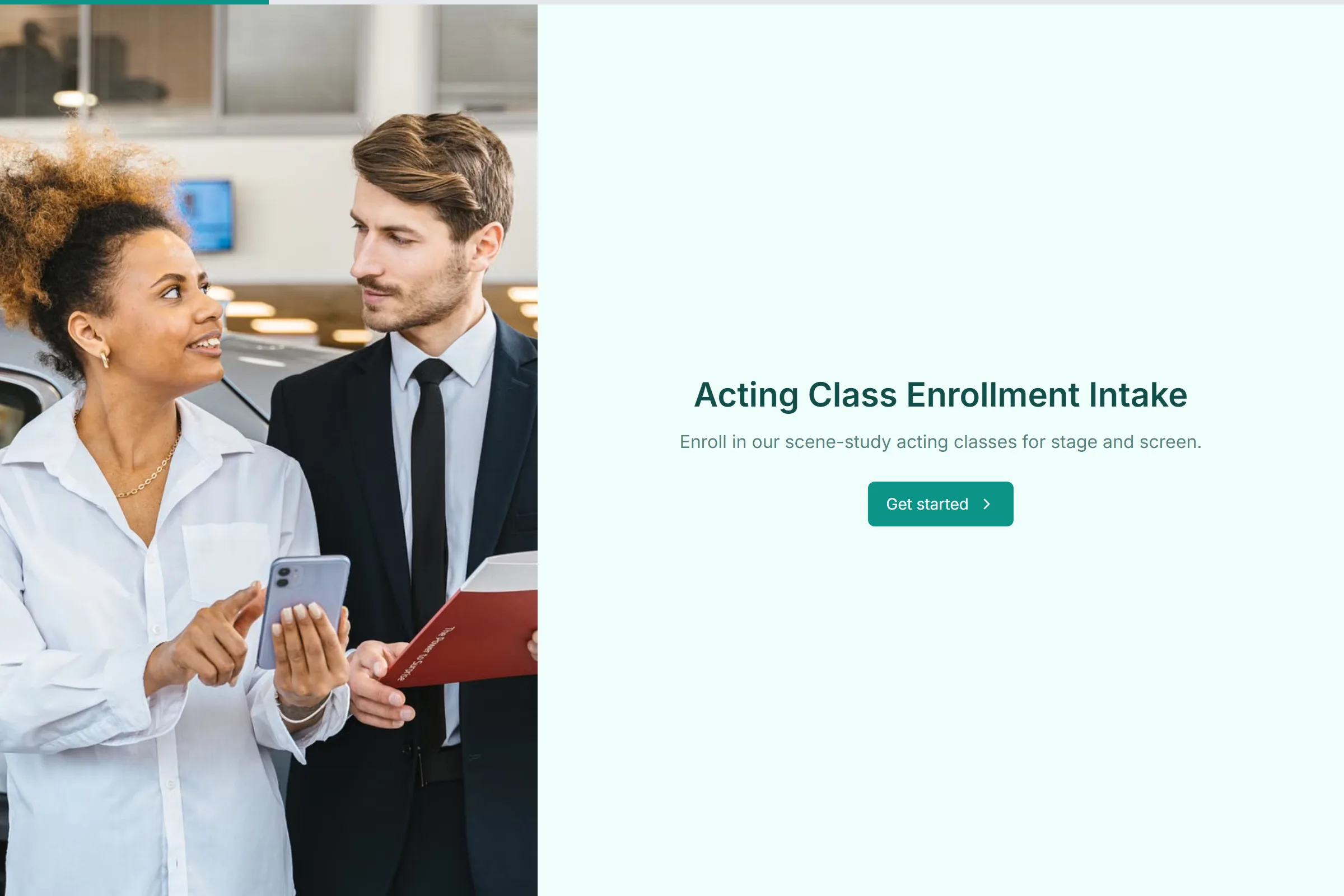 Acting Class Enrollment Intake template preview