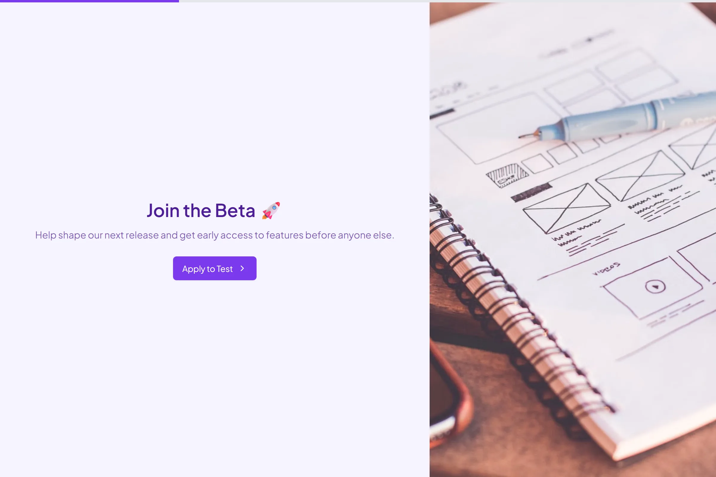 App Beta Tester Signup template preview