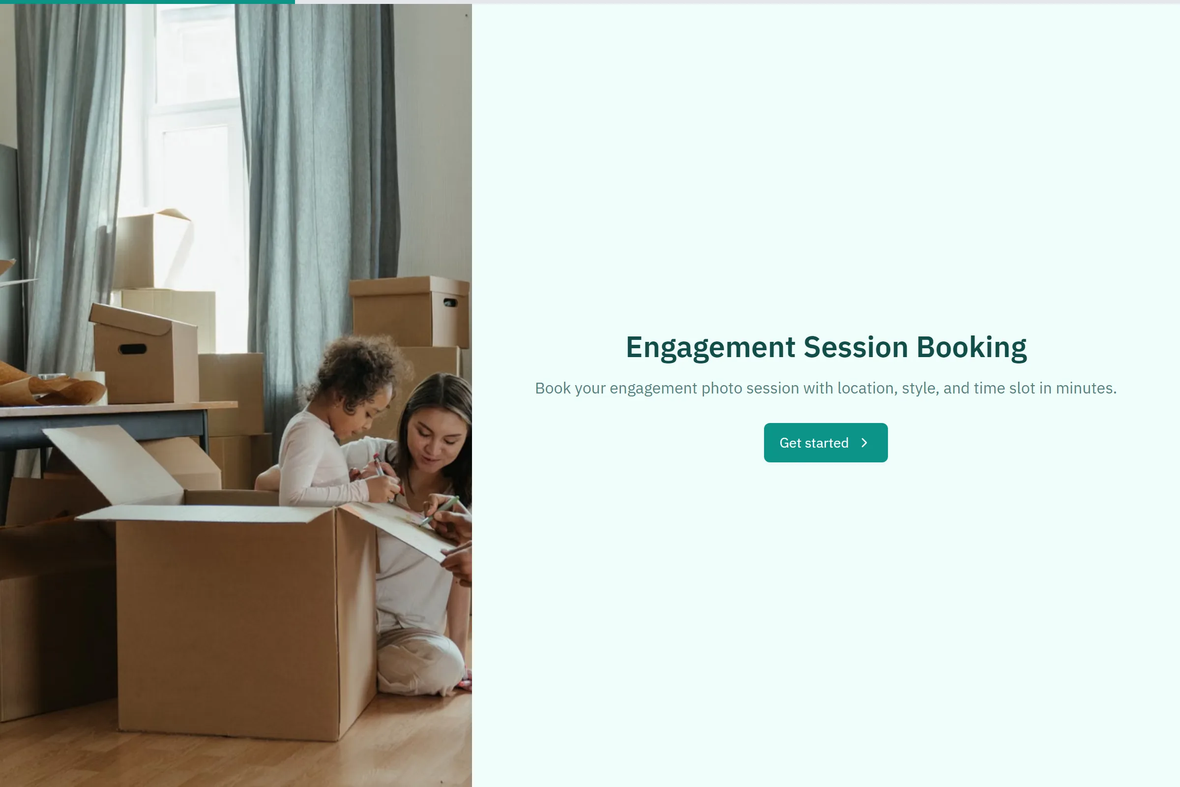 Engagement Session Booking template preview