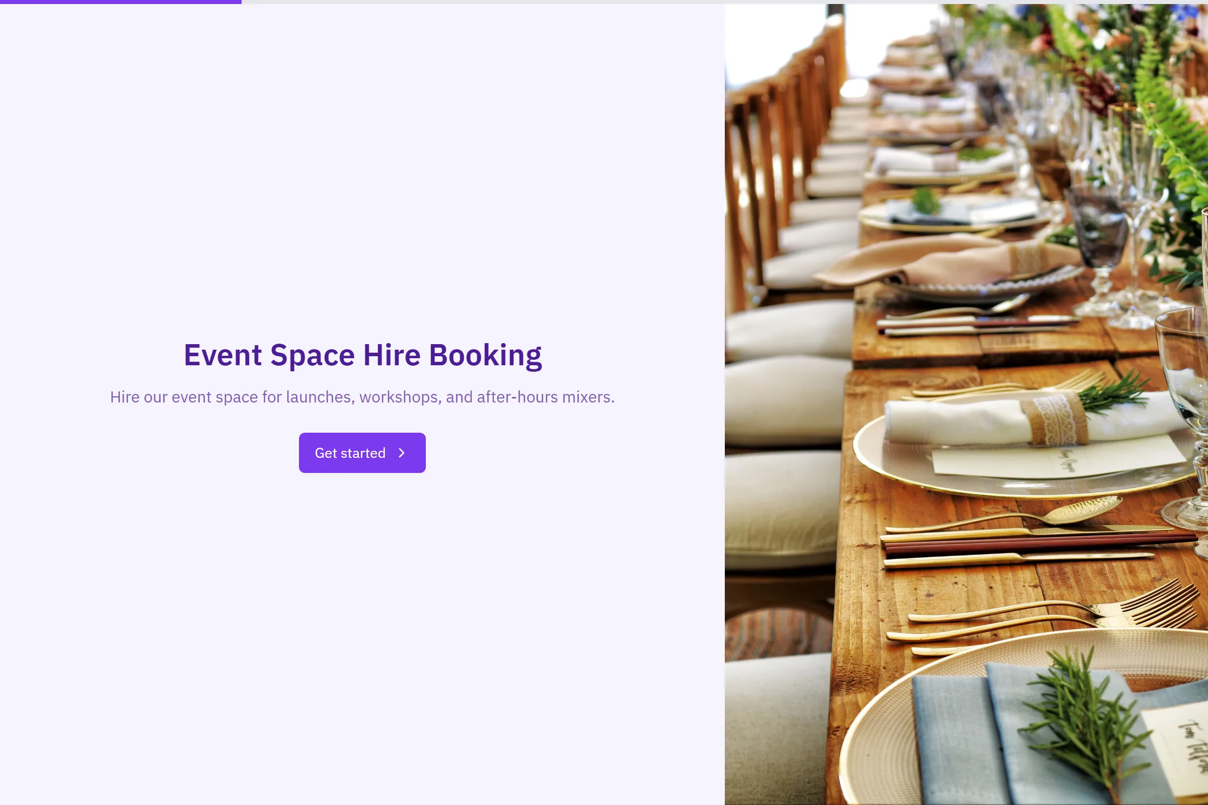 Event Space Hire Booking template preview