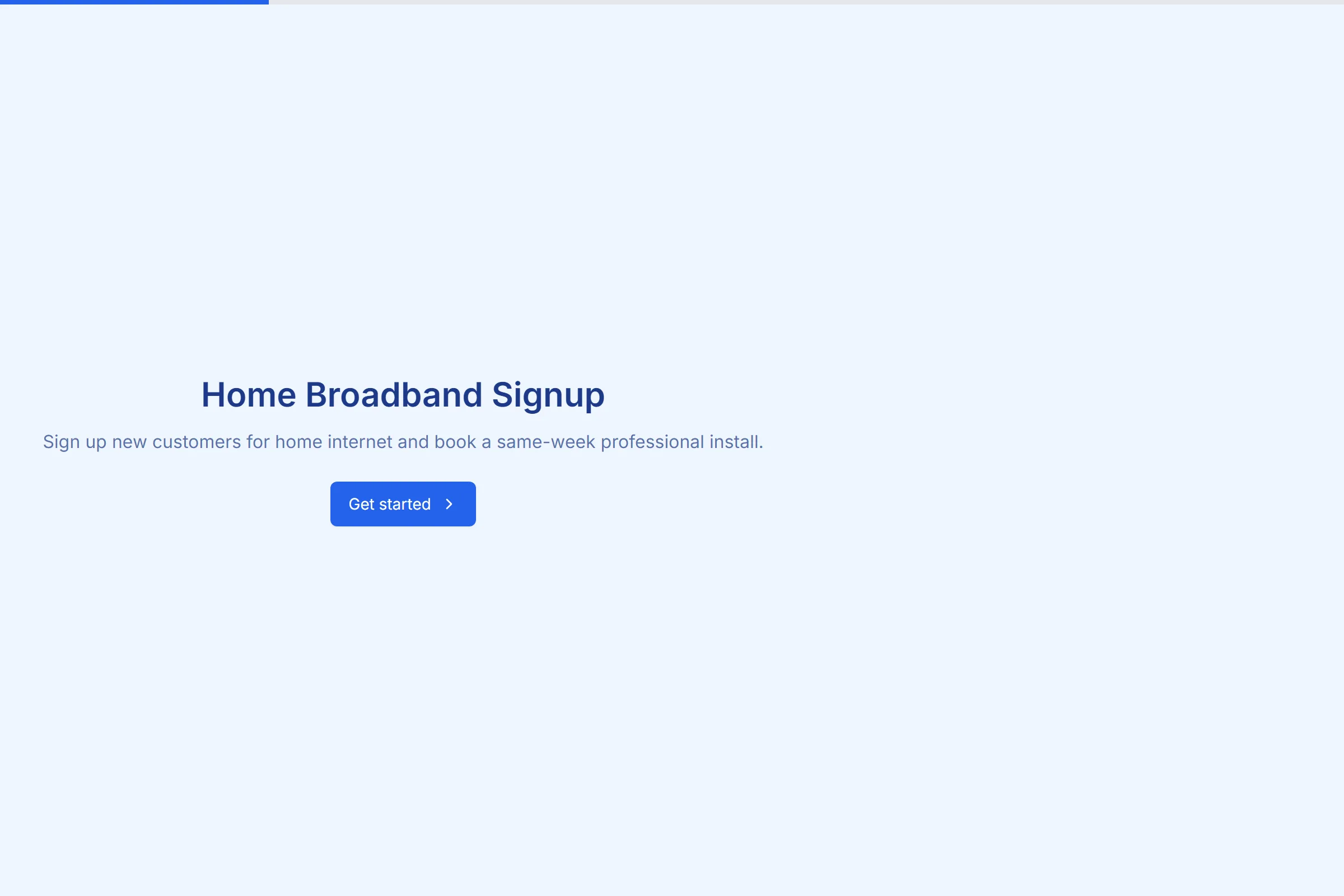 Home Broadband Signup preview