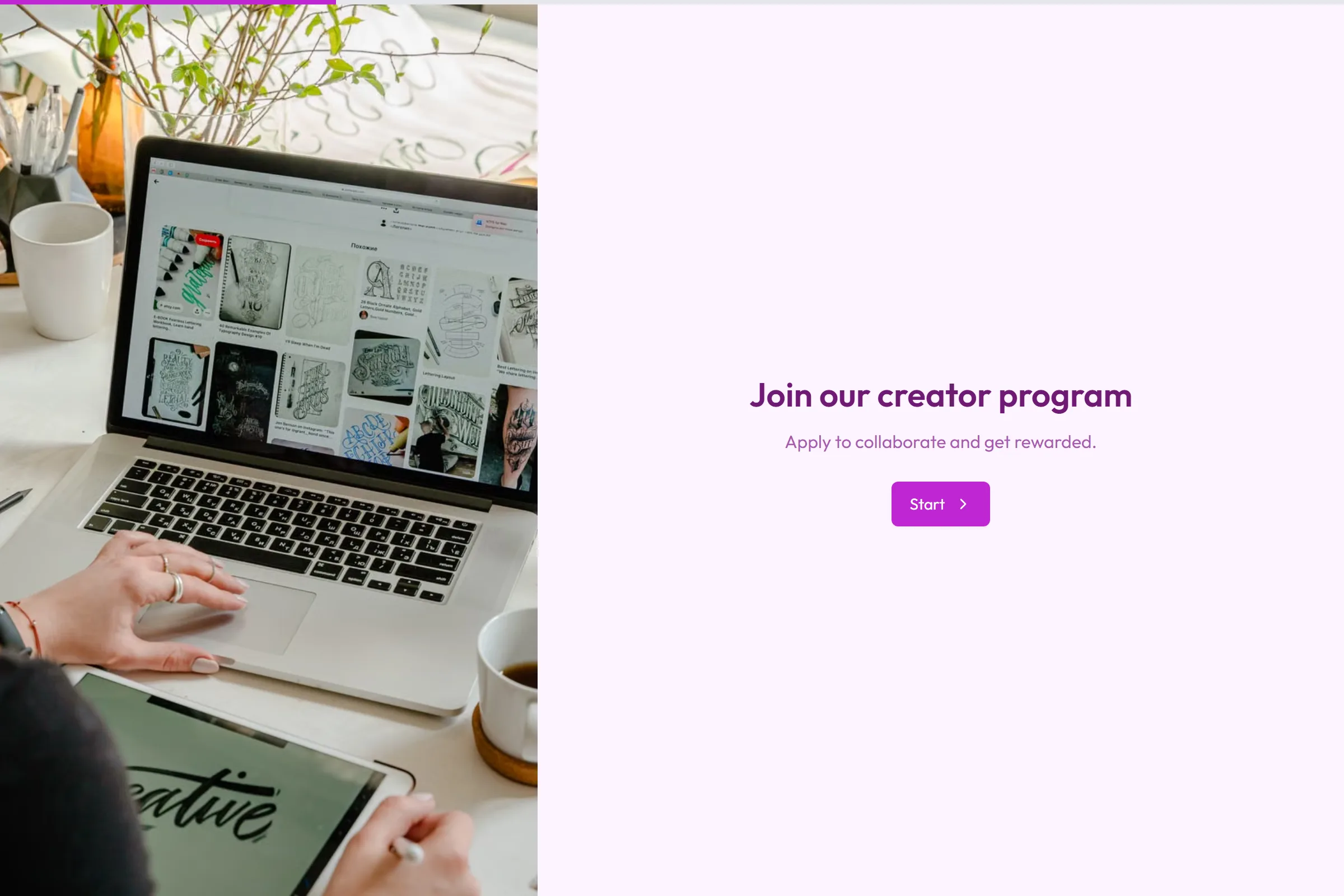 Creator / Influencer Application preview