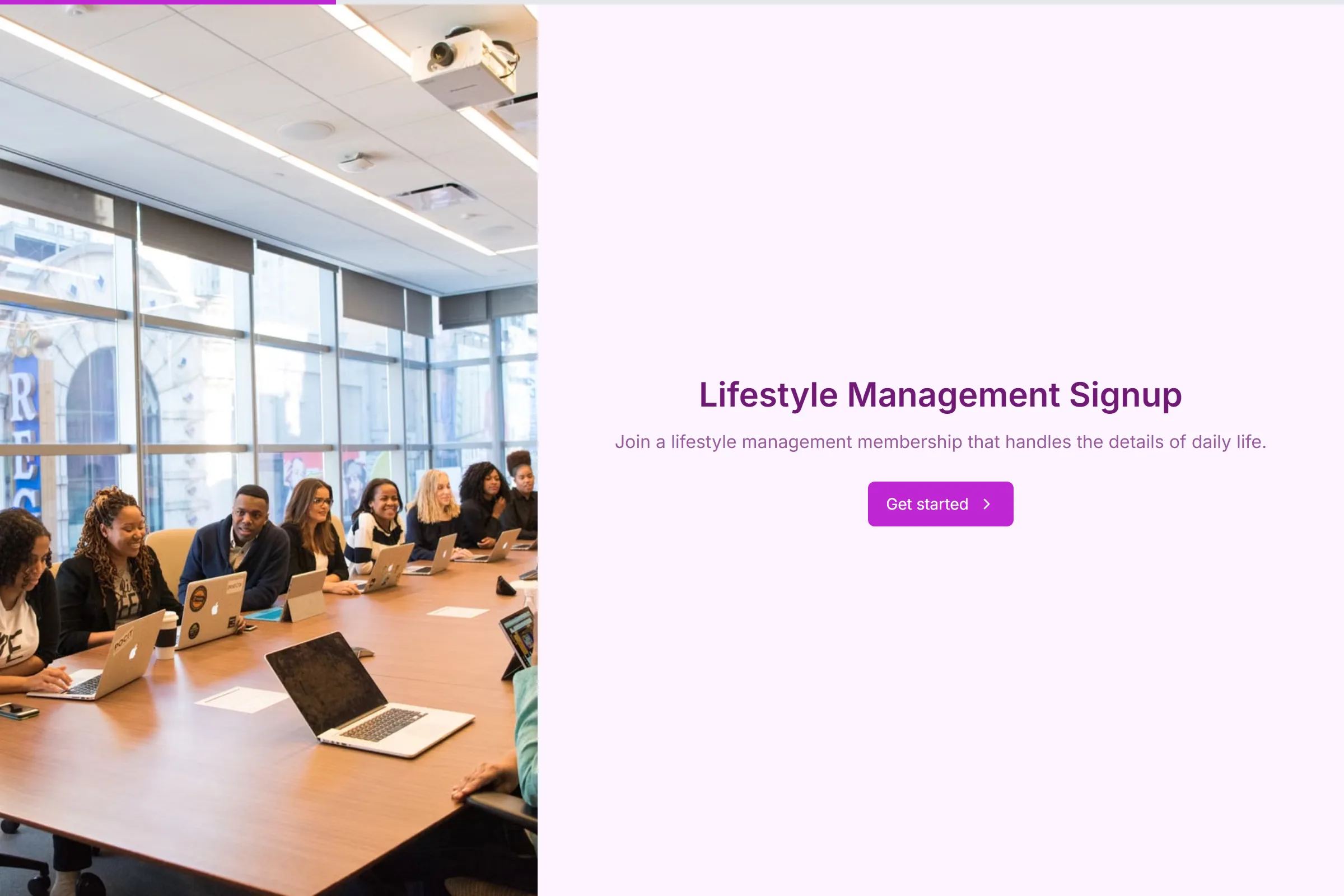 Lifestyle Management Signup template preview