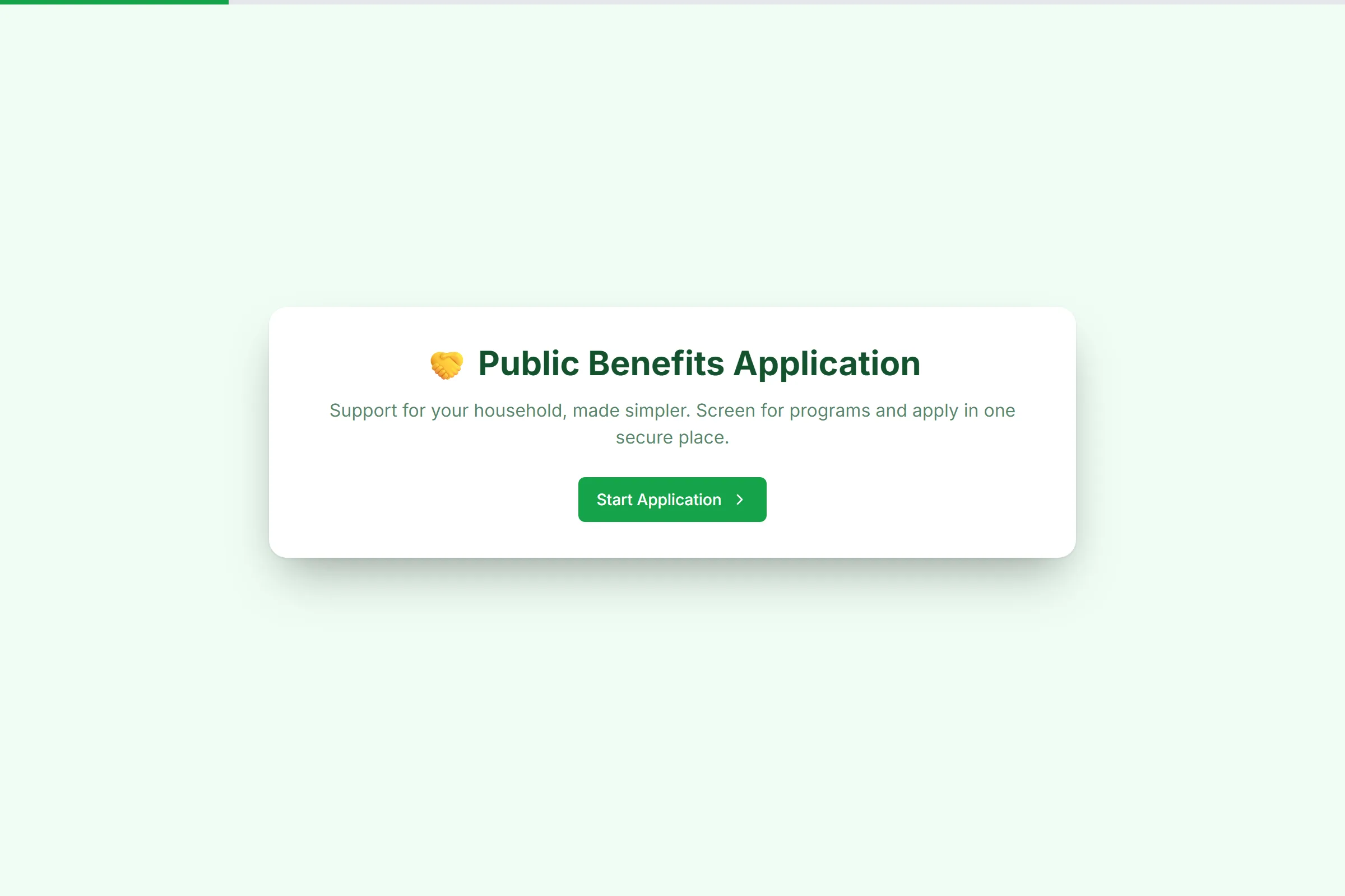Public Benefits Application template preview