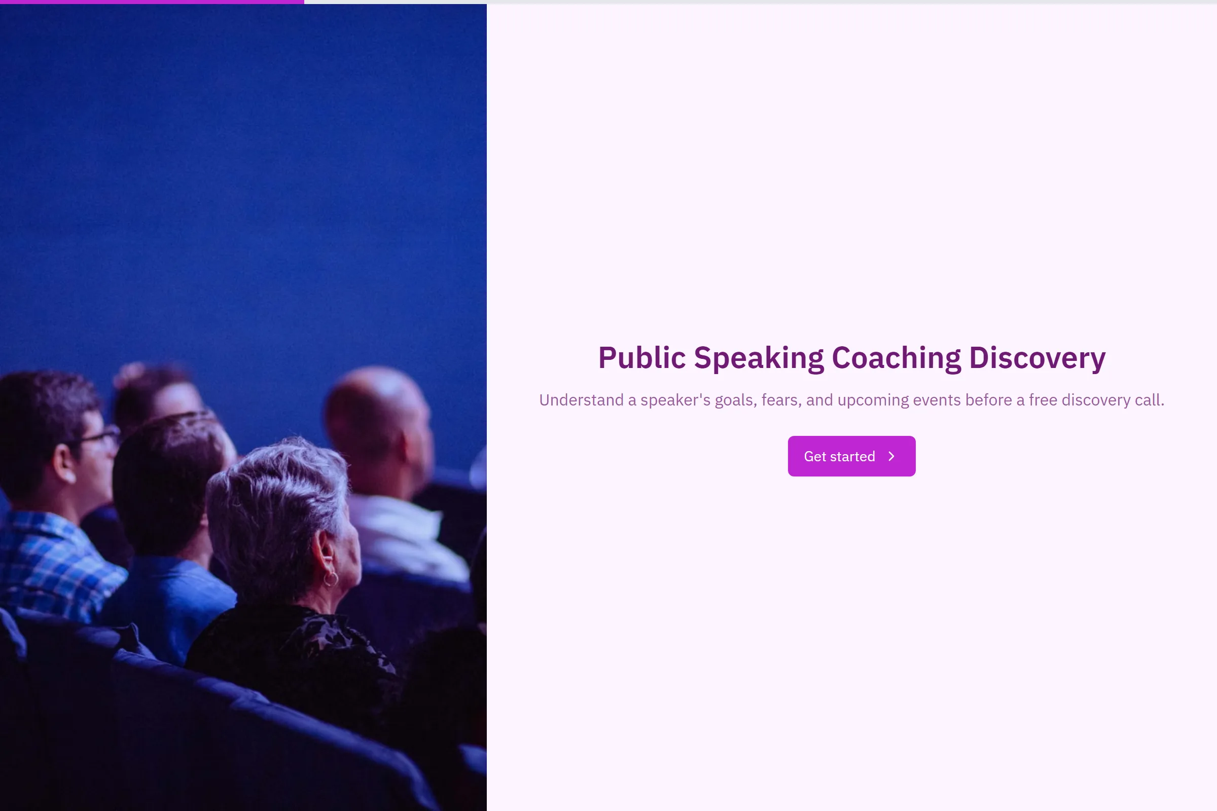 Public Speaking Coaching Discovery template preview