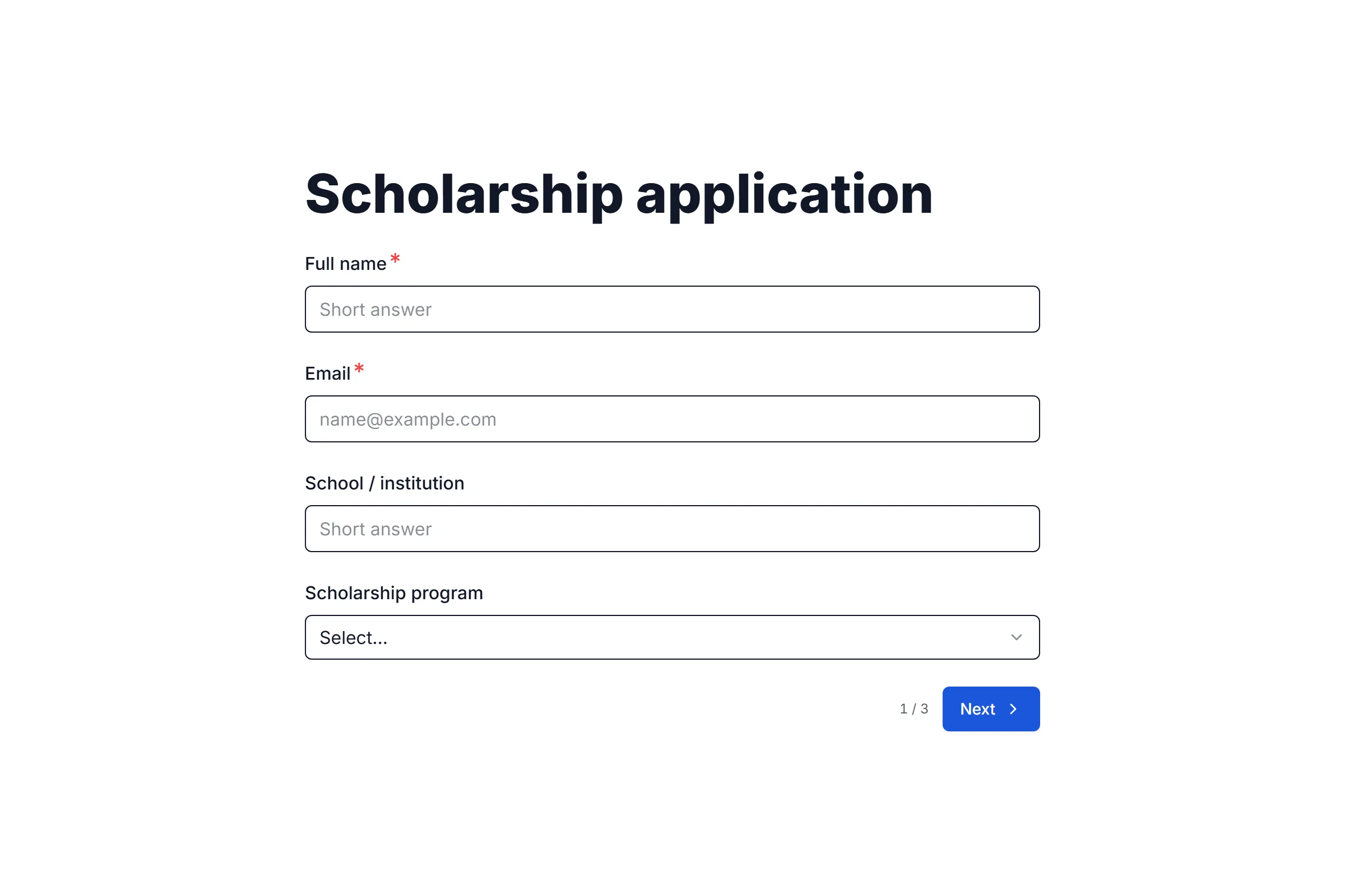 Scholarship Application preview