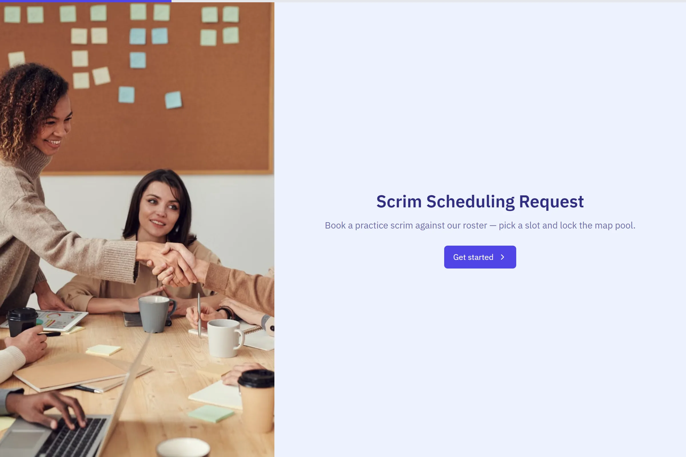 Scrim Scheduling Request template preview