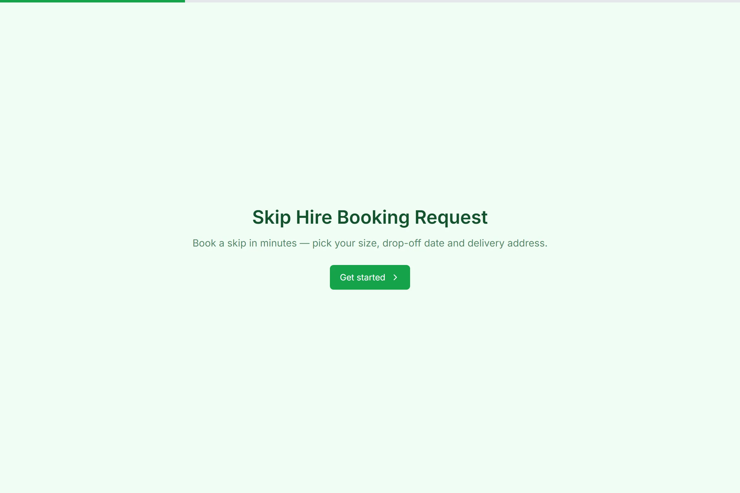 Skip Hire Booking Request preview