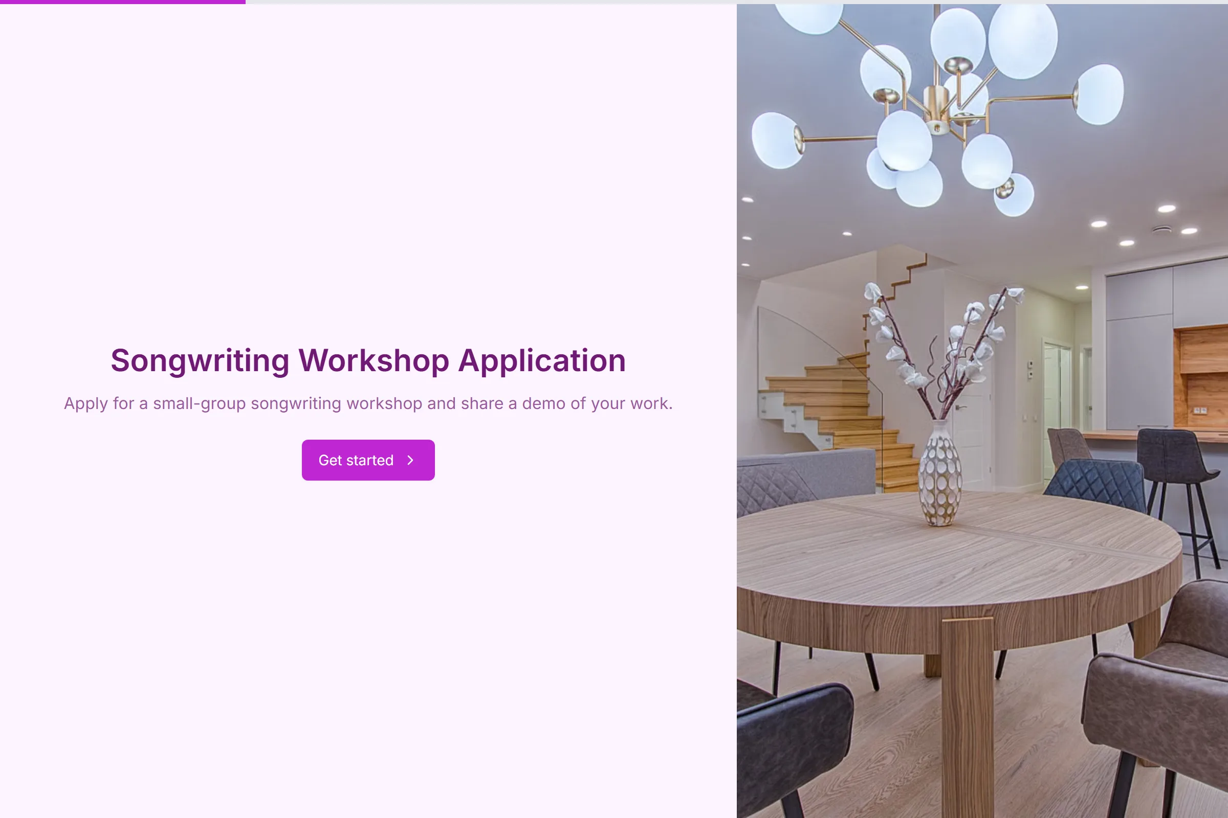 Songwriting Workshop Application template preview