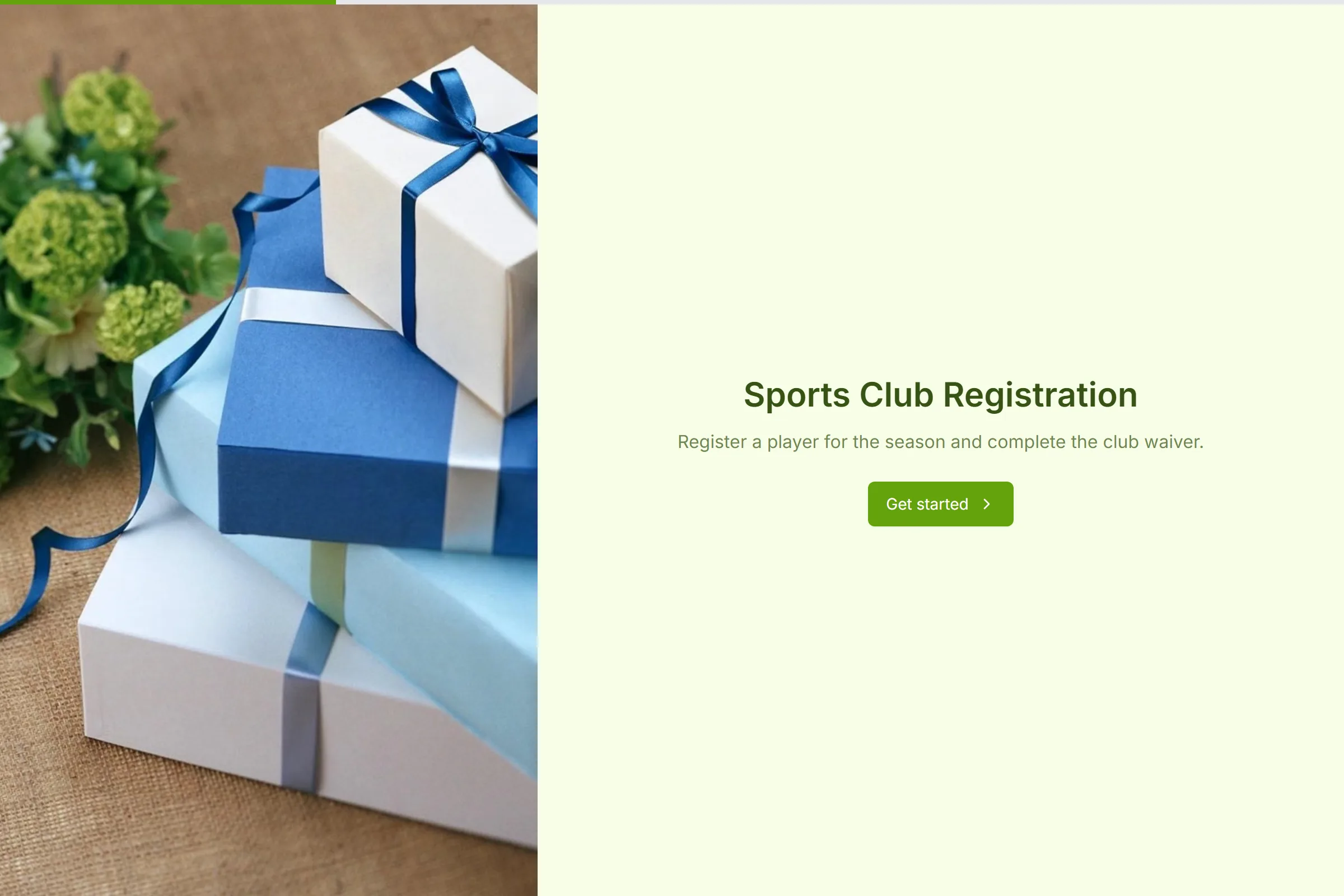 Sports Club Registration template preview