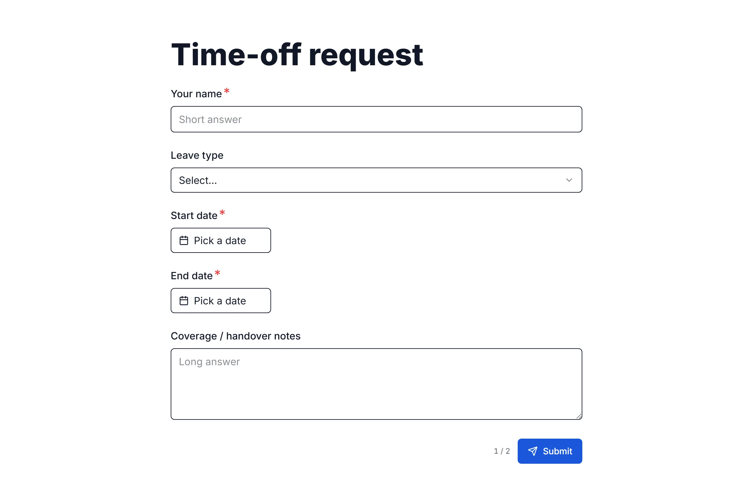 Time-Off Request preview